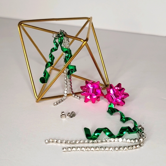 Betsy Johnson Convertable Pink Bows w/ rhinestone +green curls Christmas Holiday - Picture 3 of 8